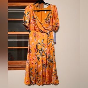 Tangerine orange London Times floral dress bought from department store